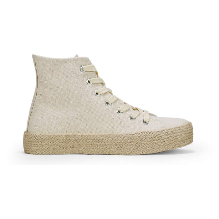 Zapatillas de tela altas beige con suela esparto