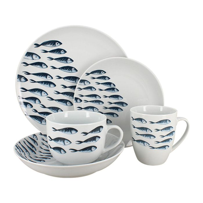 Service de table 60 pièces en porcelaine blanche PESCARE