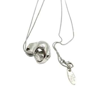 Collar largo caracola artesanal 3D plata 10µ