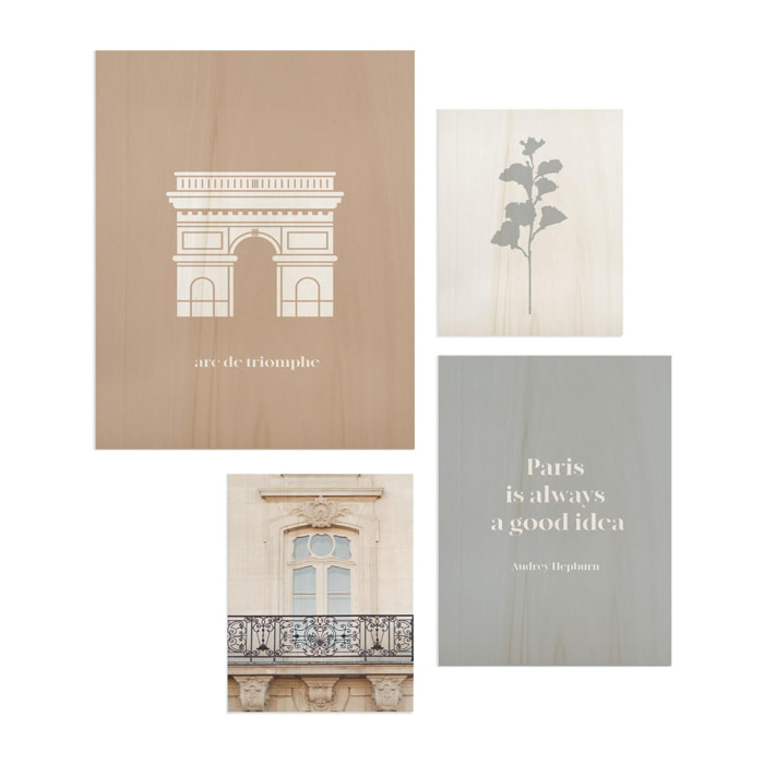 Pack de 4 tableaux Paris good idea Hauteur: 50 Longueur: 40 Largeur: 1