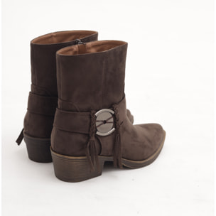 STIVALETTO TEXANO CINTURINO E FRANGE TESTA DI MORO