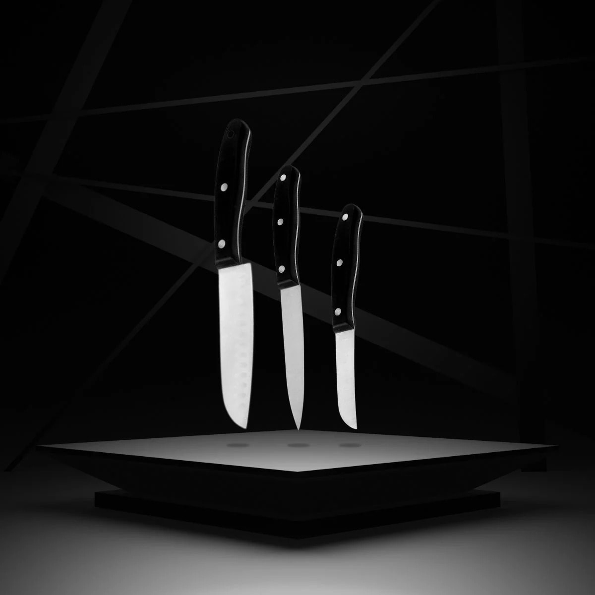 Ensemble de 3 couteaux de cuisine 20, 22 et 26 cm Nirosta Fit