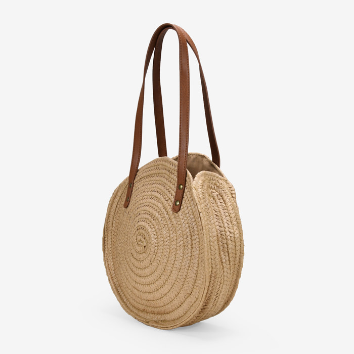 Bolso de rafia redondo tostado