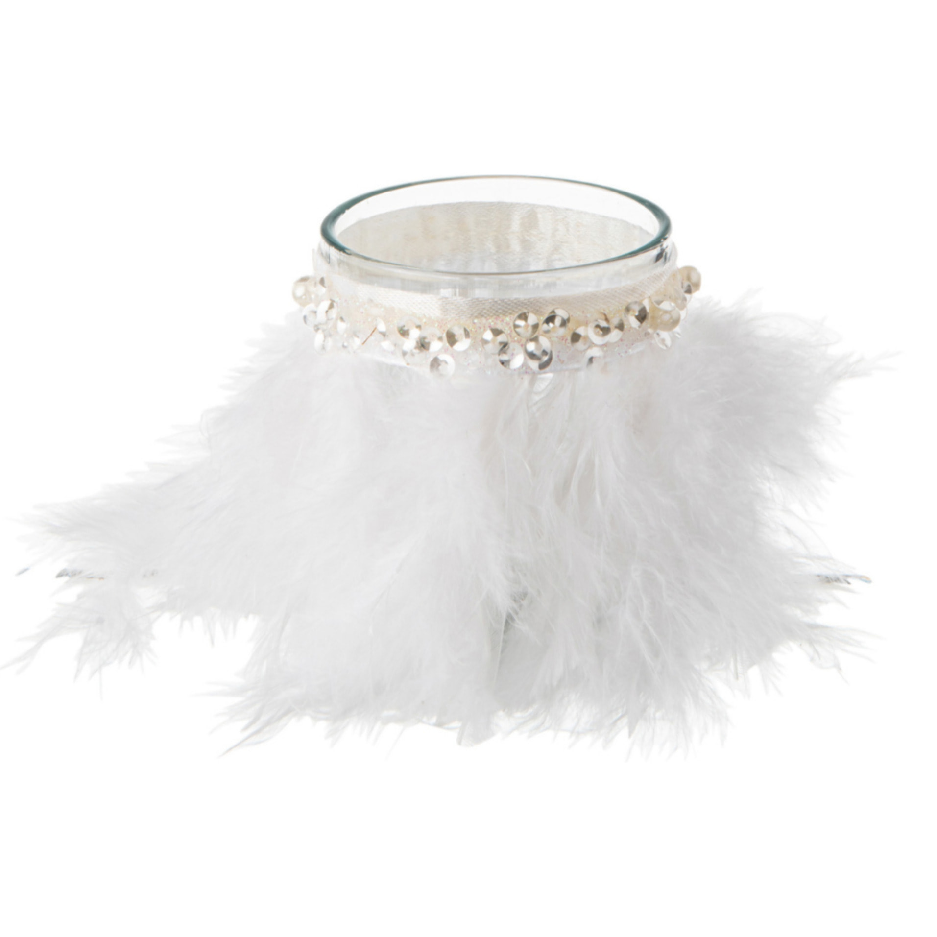 J-Line bougeoir Plumes Blanc - verre - blanc/transparent - small - 3 pcs