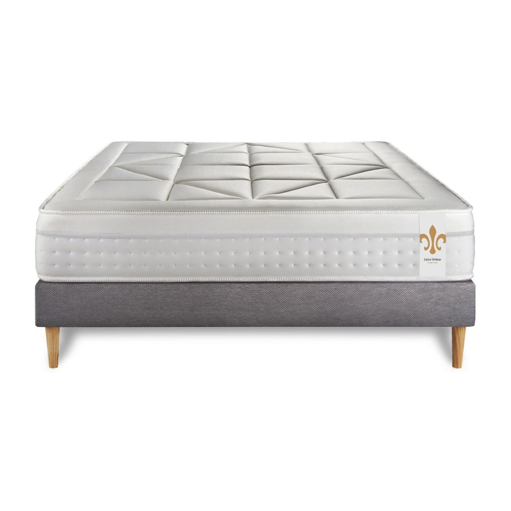 Ensemble Matelas Vingt-Huit - 28cm - Ressorts ensachés et mémoire de forme - Soutien sur mesure - Sommier kit Gris