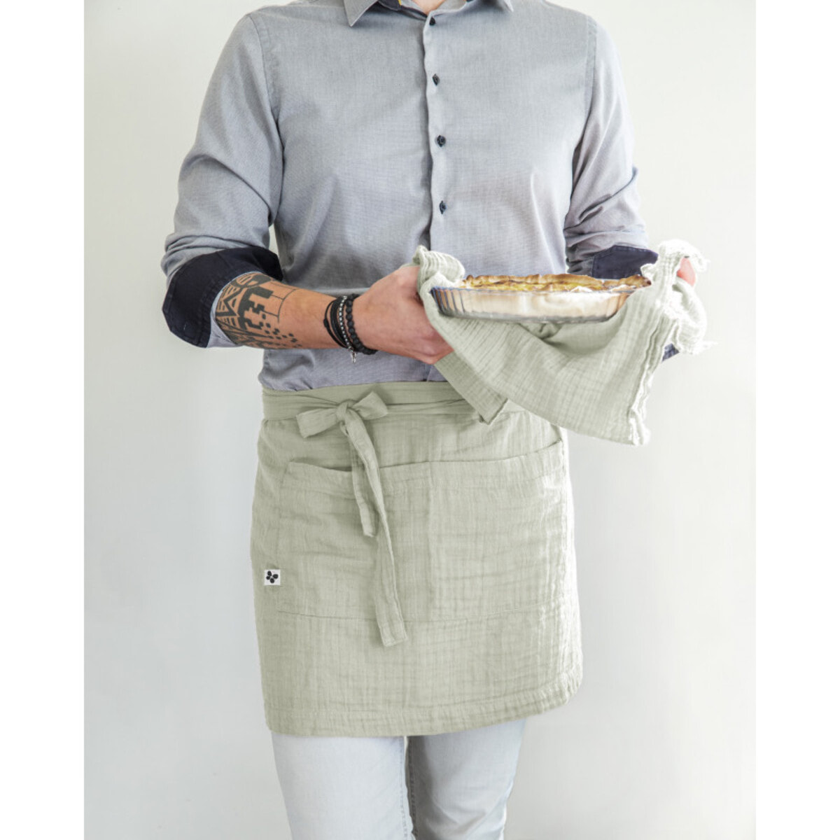 Tablier de Chef "Gaïa" 45 x 80 cm "Gaze de Coton" - Gaïa Vert d'Eau