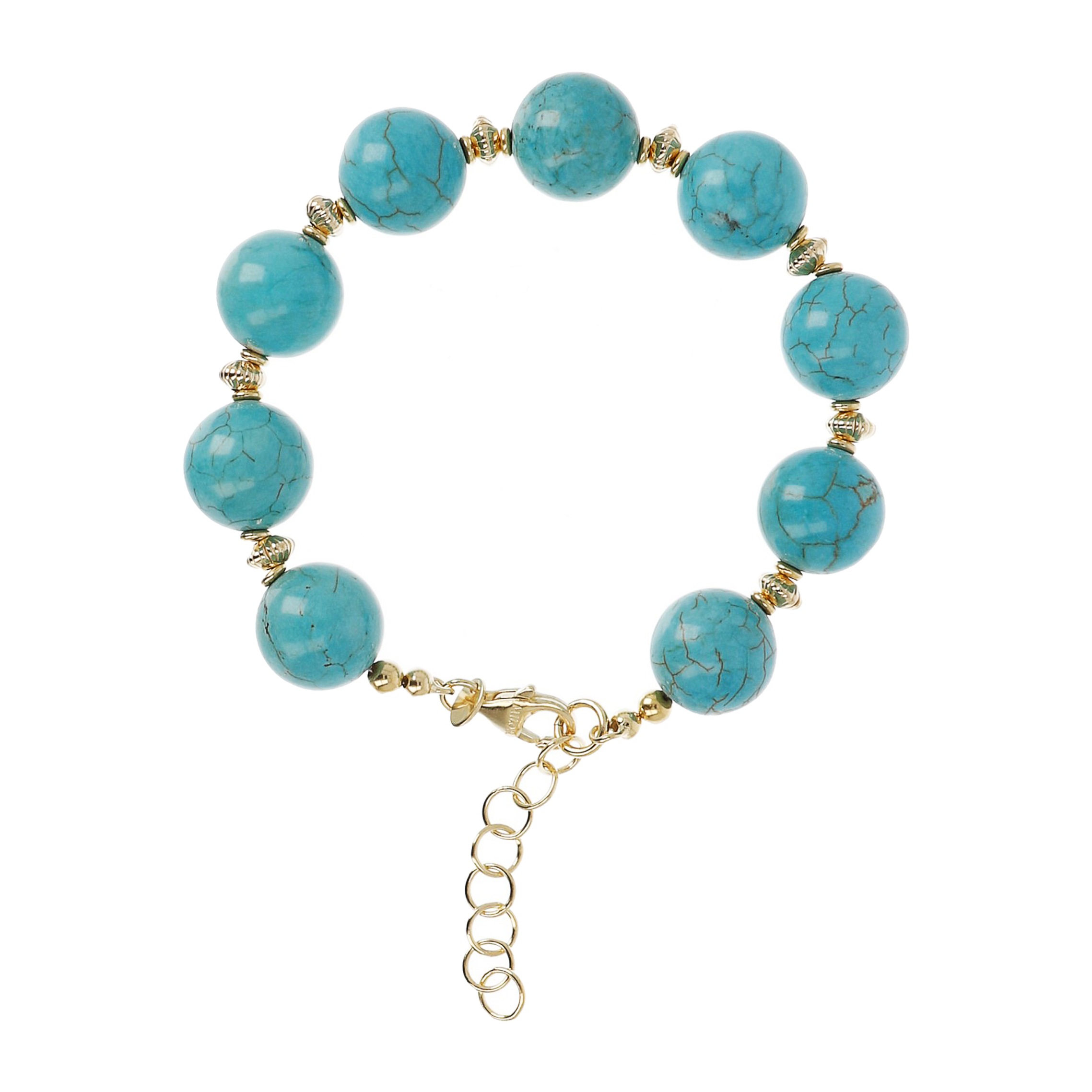 Bracciale in Argento 925 placcato Oro Giallo 18kt con Sfere in Magnesite