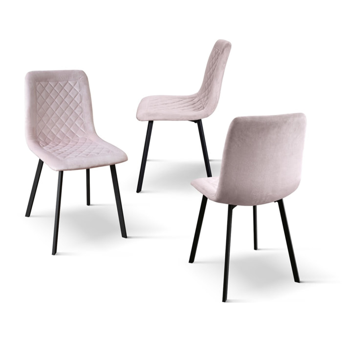 Set di 4 sedie NOHO in velluto rosa e gambe in metallo antracite