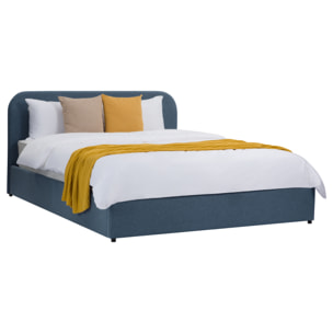 Lit double Tilly avec coffre 160x200 cm en tissu bleu