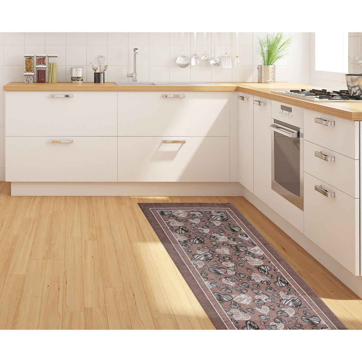 TAPPETO DA CUCINA DIS. MELODY PRUGNA 57X85 CM CON ANTISCIVOLO