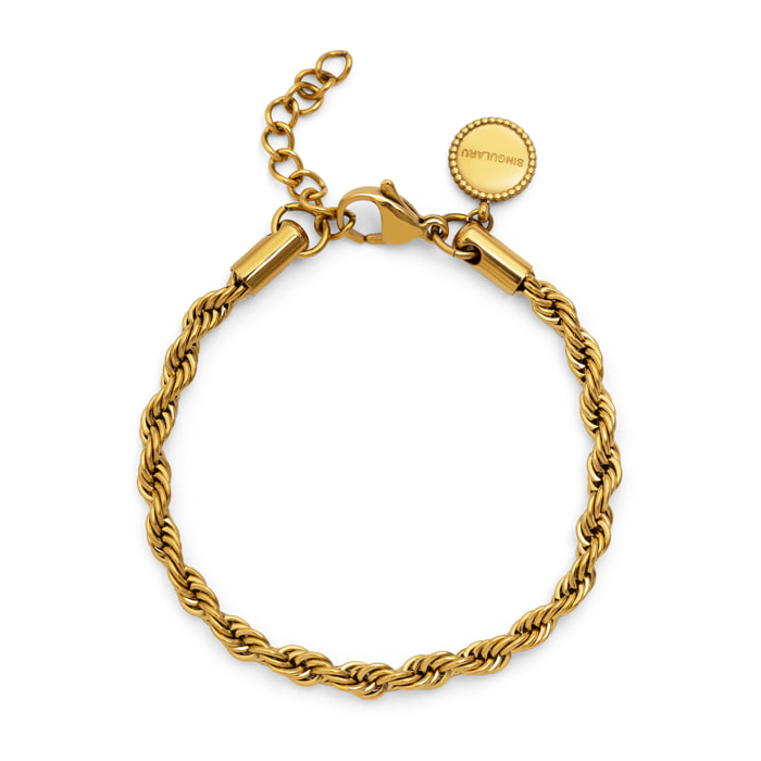 Pulsera Big Cord Acero Baño Oro