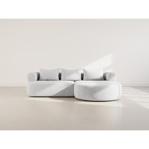 Angela - canapé d'angle droit 4 places en velours texturé - Gris clair