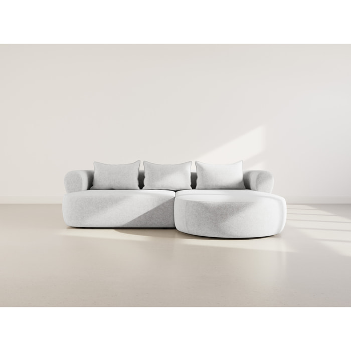 Angela - canapé d'angle droit 4 places en velours texturé - Gris clair