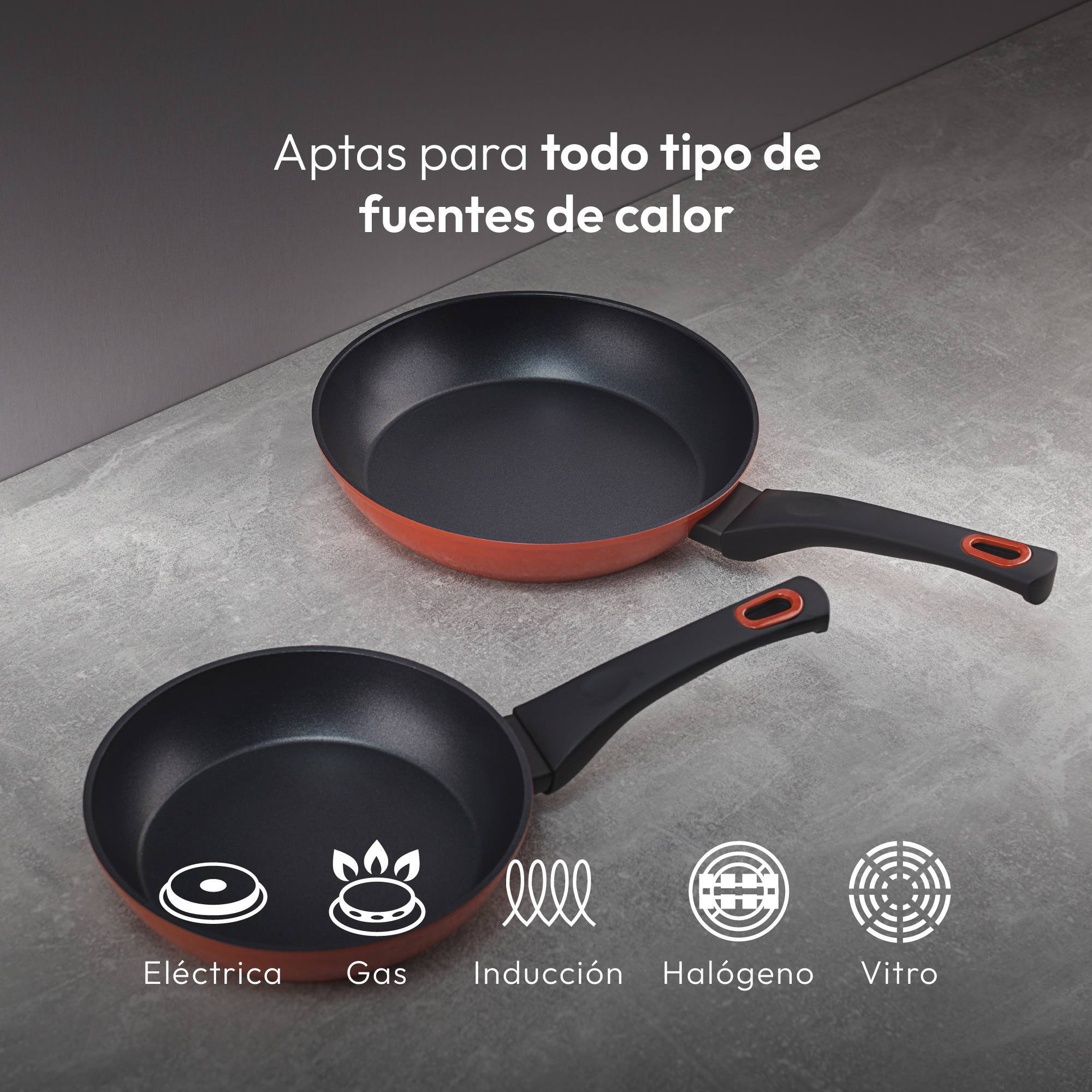 Set de 2 sartenes ø20ø24cm en aluminio forjado rojo