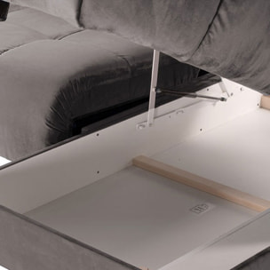 Canapé d'Angle Droit Convertible Velours Anacapri, 3 Places, Couchage Intégré, Coffre de Rangement, Repose-têtes Ajustables