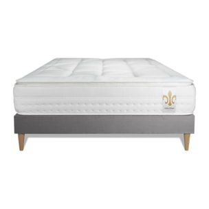 Ensemble Matelas Vingt-Huit PLUS - 28cm - Ressorts ensachés et mémoire de forme - Tensions allégées - Sommier kit Gris