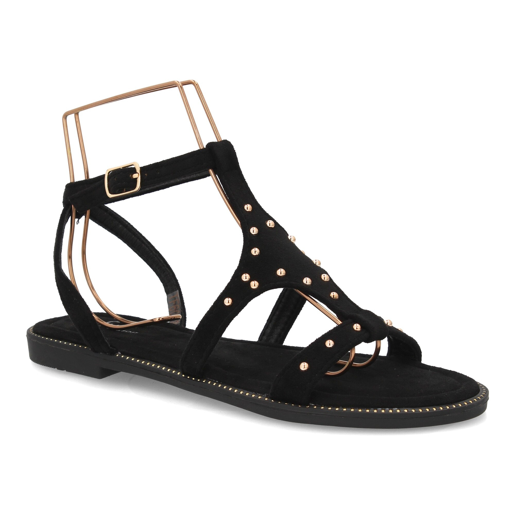 Sandalia plana elegante mujer tachuelas