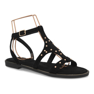 Sandalia plana elegante mujer tachuelas