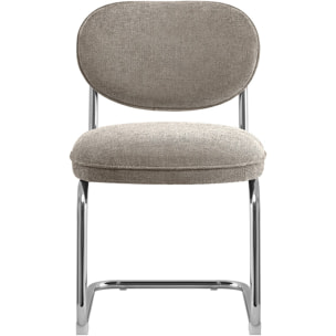Lot de 2 chaises de salle à manger chromées en tissu chenille - LOU