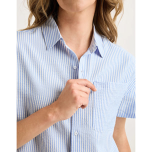 Camisa Manga Corta Rayas Azul - Suquisa