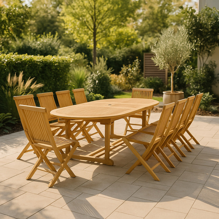 Table ovale + 10 chaises ADAGNA