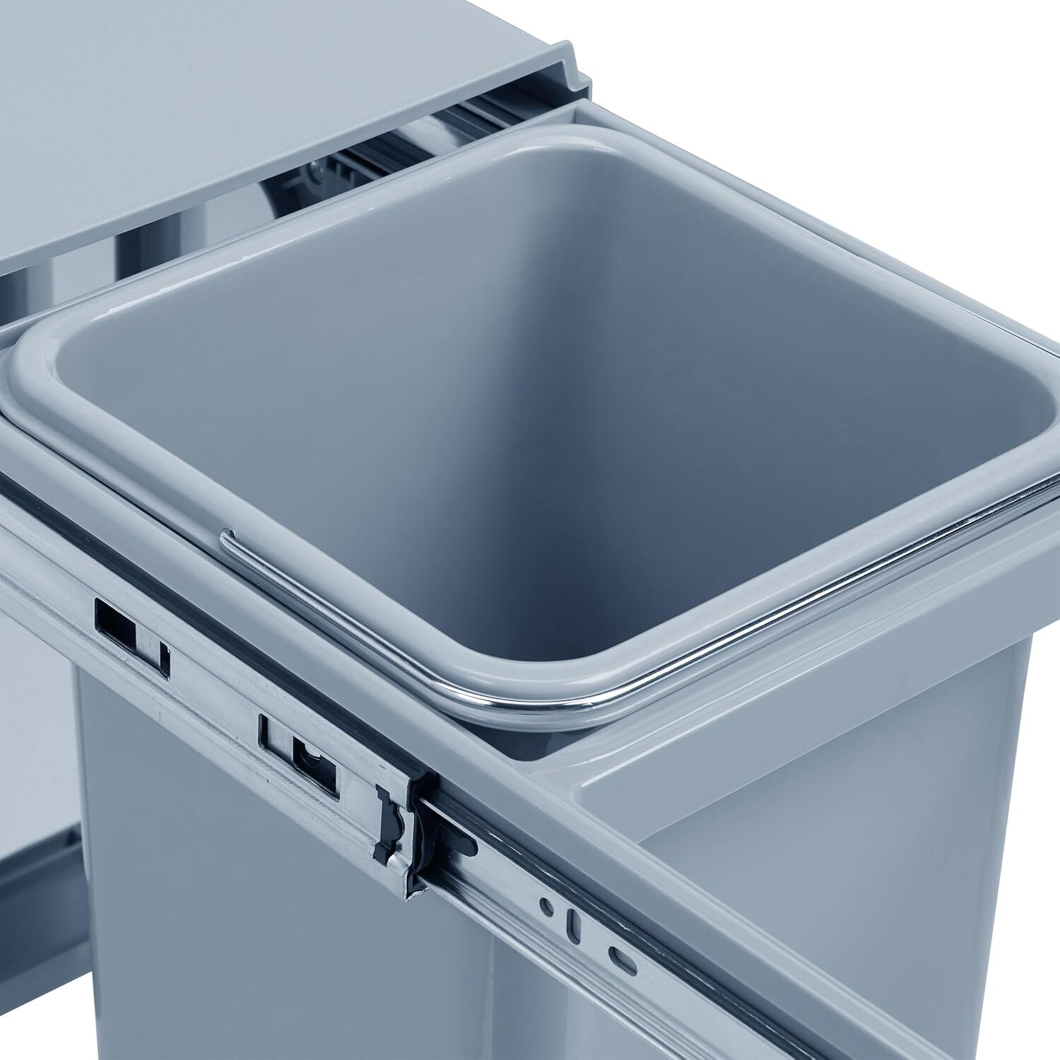 Contenedor de reciclaje para mueble de cocina, cubos de basura bajo fregadero, fijación inferior y extracción manual, cubos extraíbles, con tapa