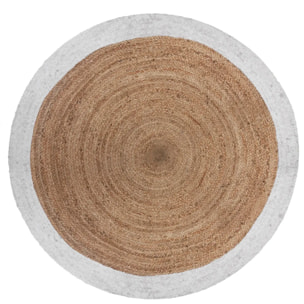 Tapis "Kahi" en jute bord blanc blanc D120cm