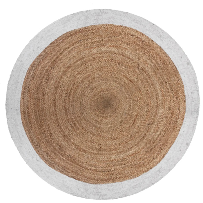 Tapis "Kahi" en jute bord blanc blanc D120cm
