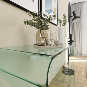 Consolle Tavolo Scrivania Ingresso Soggiorno Camera Letto Salotto Ufficio Sala Vetro Cristallo Tavolino Stretto Design Moderno Elegante 120 x 82 x 40