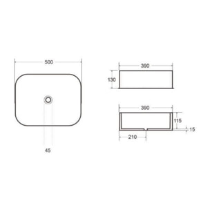 Vasque à poser Infinitio 50 x 39 x 13 cm sans trop-plein, blanc mat (SATINF5039M)