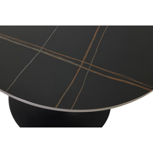 Table basse design ronde en céramique noire et métal D60 cm MALOU