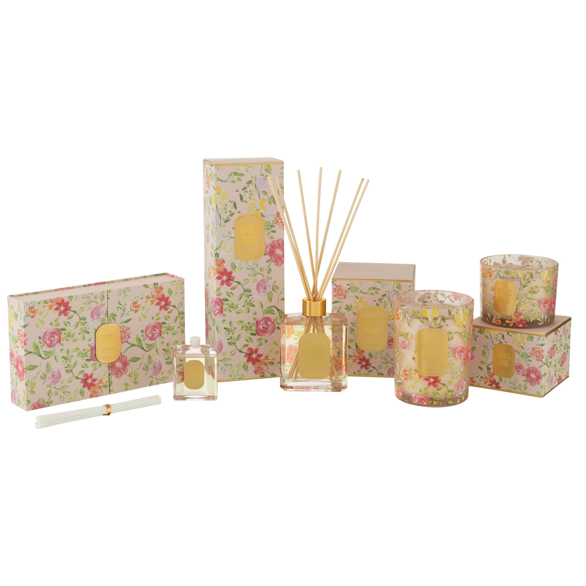 J-Line huile parfumée Happiness Blooms - Rain Reef - rose - boîte de 3