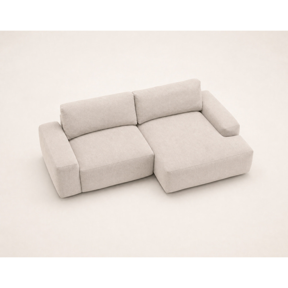 Tama - Canapé d'angle droit 4 places convertible avec coffre en tissu - Beige