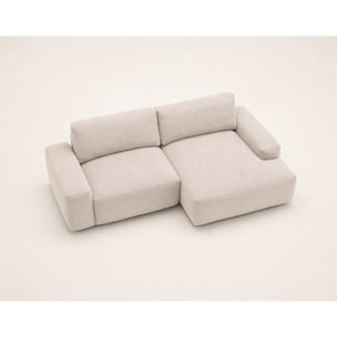 Tama - Canapé d'angle droit 4 places convertible avec coffre en tissu - Beige