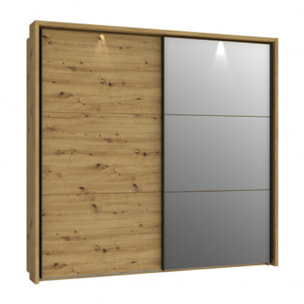 Armoire/Dressing 2 portes coulissantes LED & miroir L230cm - IBIZA