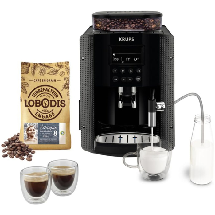 Expresso Broyeur KRUPS pack EA8168F2 + 500g café en grains