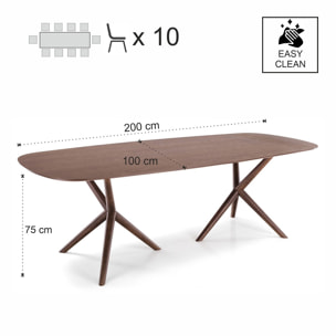 Table à manger Tomasucci COPENAGHEN, en MDF finition noyer, 240 × 100 × 75 cm