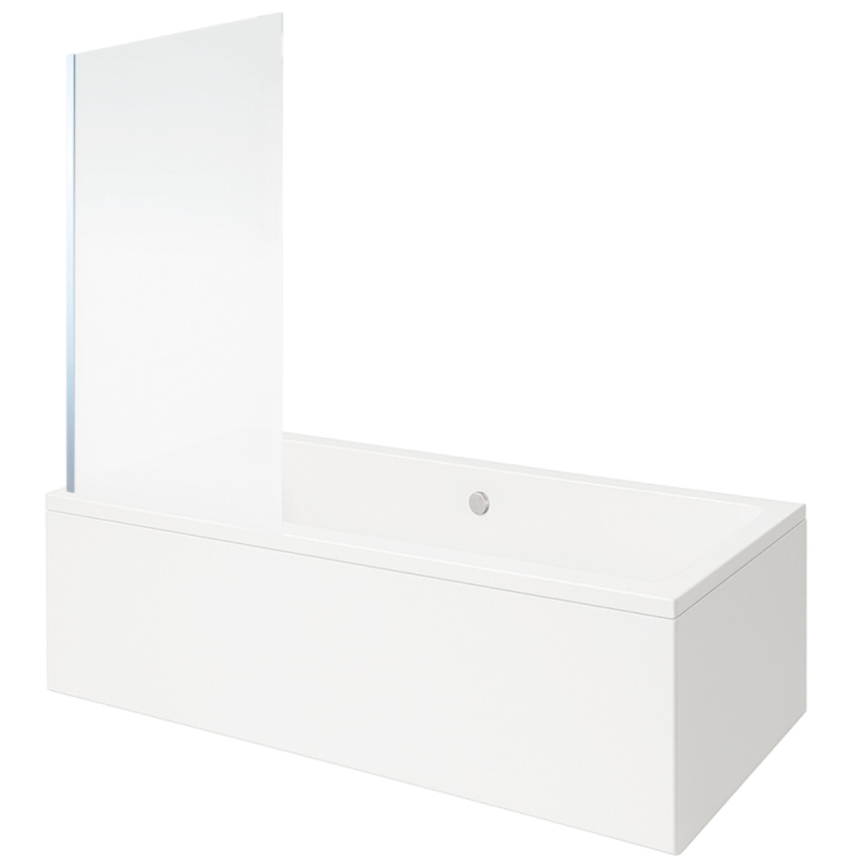 Baignoire rectangulaire Neon 180x80cm + Pare bain gauche AURYS Mist 1 chromé profilé gauche