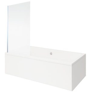 Baignoire rectangulaire Neon 180x80cm + Pare bain gauche AURYS Mist 1 chromé profilé gauche