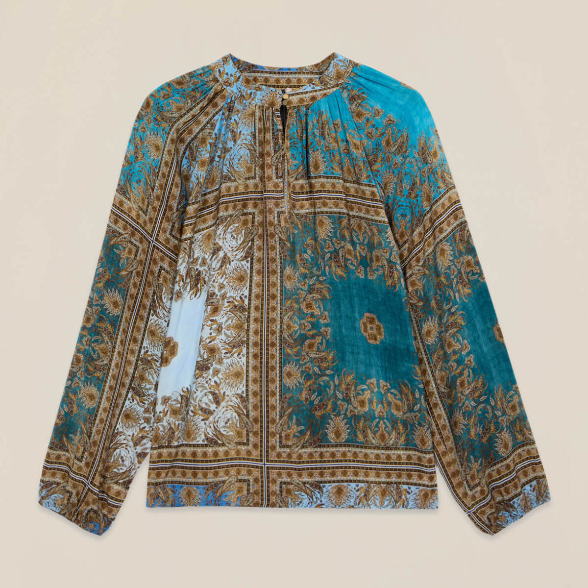 Oltre - Blusa de viscosa estampada - Light - blue