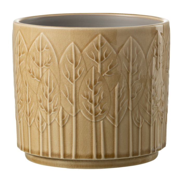 J-Line cache-pot Feuille - céramique - beige - large - Ø 17 cm