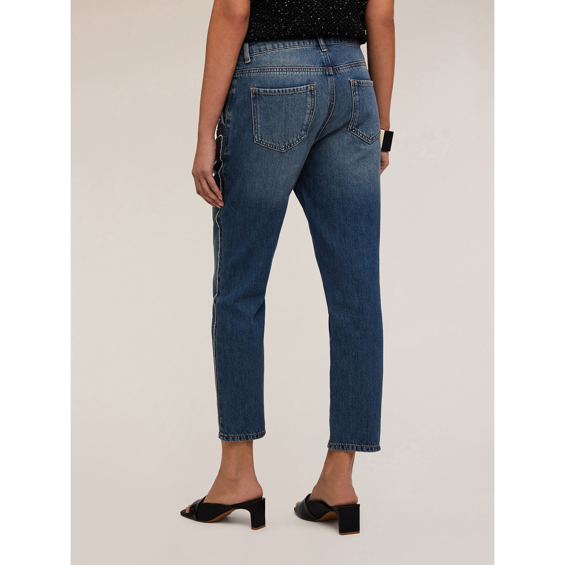 Motivi - Jeans con motivo bottoni e metal chain - Blu