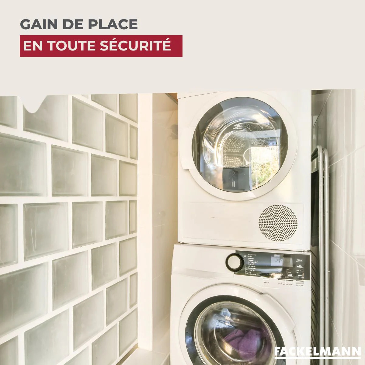 Kit de superposition lave-linge sèche-linge coulissant Fackelmann