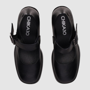 Zapatos de Piel - Negro - Tacón: 6 cm