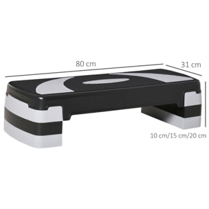 Tabla de Step Antideslizante Plá¡stico 80x31x10-20cm Negro