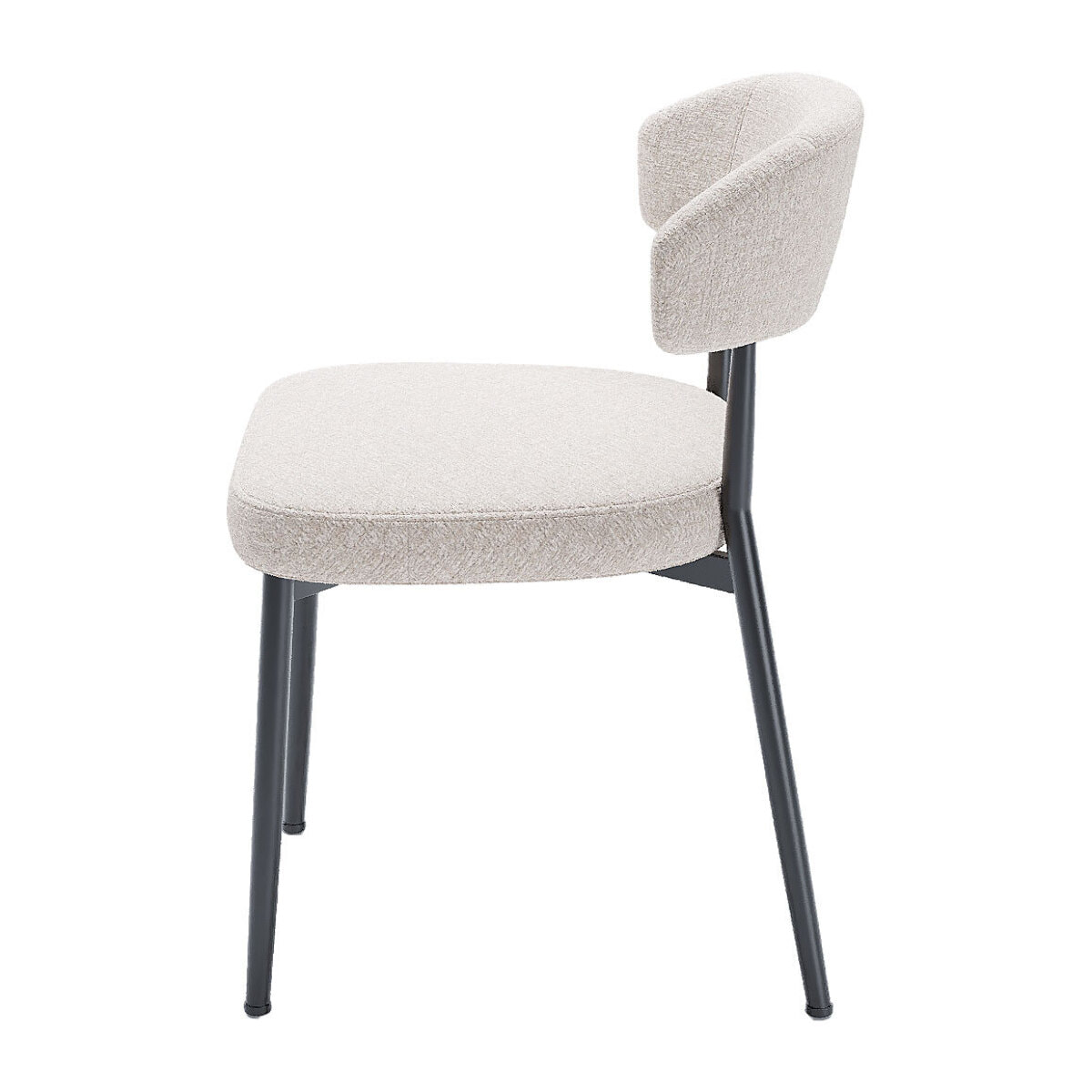 Lot de 2 chaises de salle à manger en velours crème & métal noir