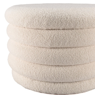 LEOPOLD - Pouf M en tissu bouclette écru avec rangement