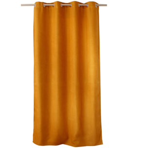 Rideau occultant uni et fileté - Jaune moutarde