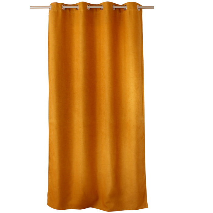 Rideau occultant uni et fileté - Jaune moutarde
