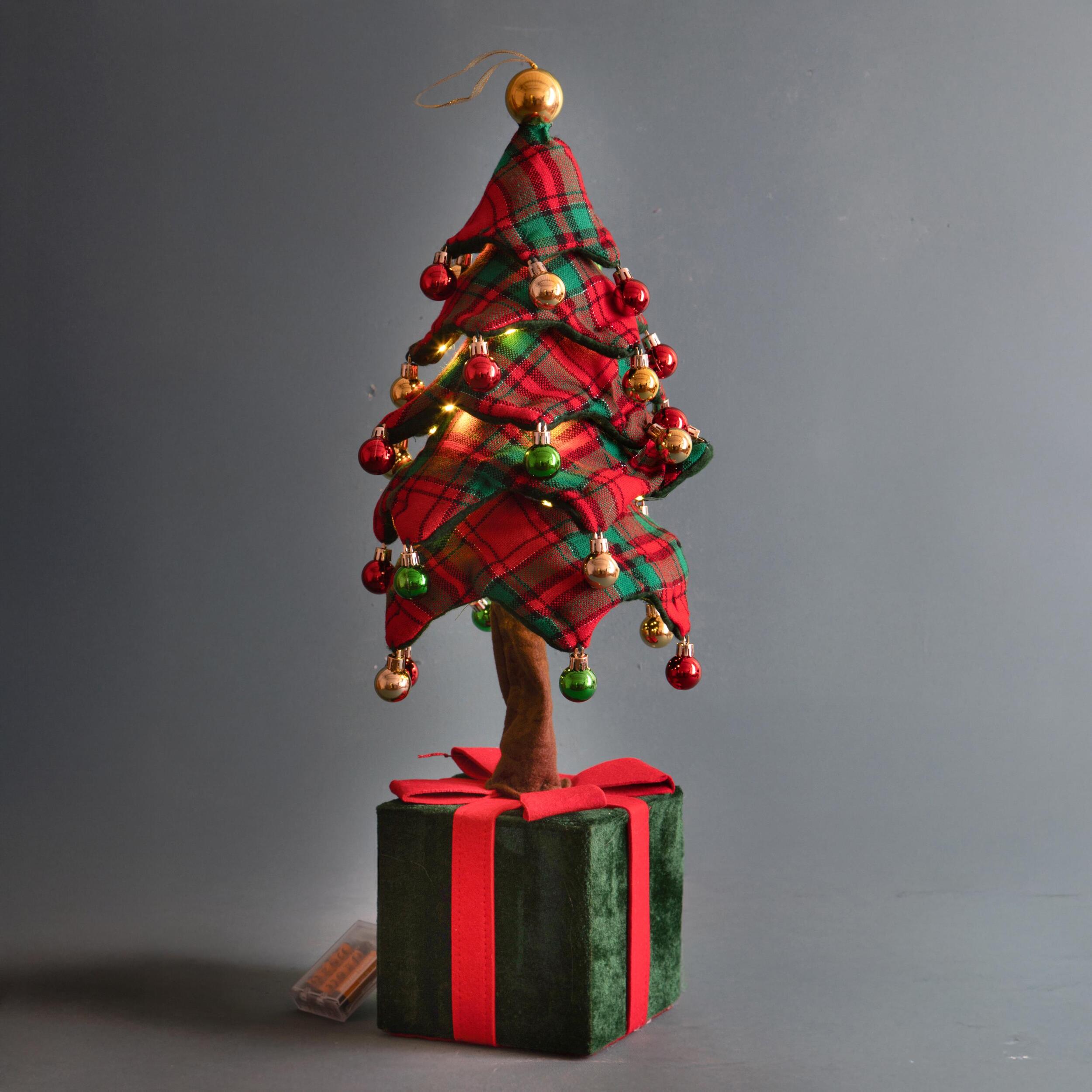 Albero con sfere pacco dono e led - Pezzi 1 - ROSSO - Bianchi Dino SpA